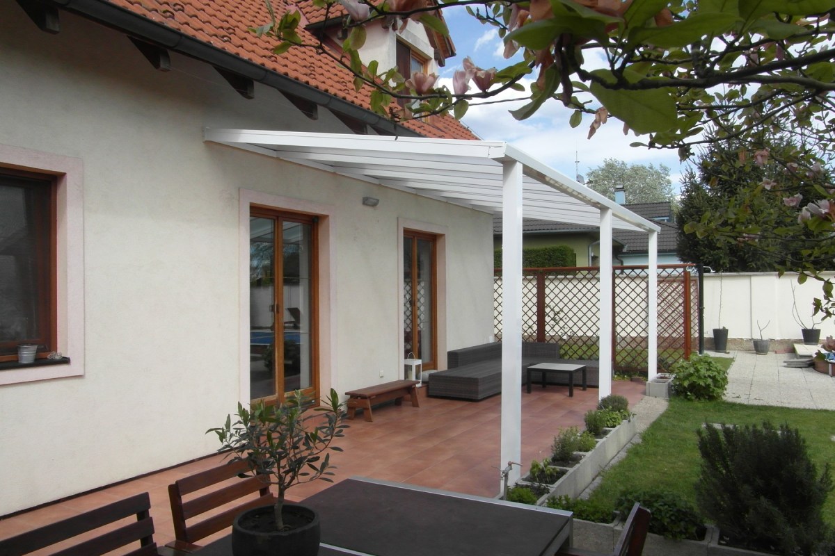 Zastřešení terasy bílá RAL 9010 500 x 250 cm provedení ECO