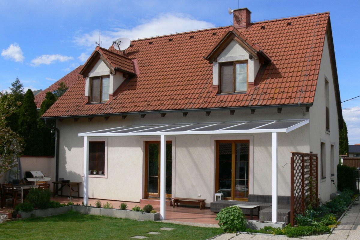 Zastřešení terasy bílá RAL 9010 600 x 250 cm provedení ECO